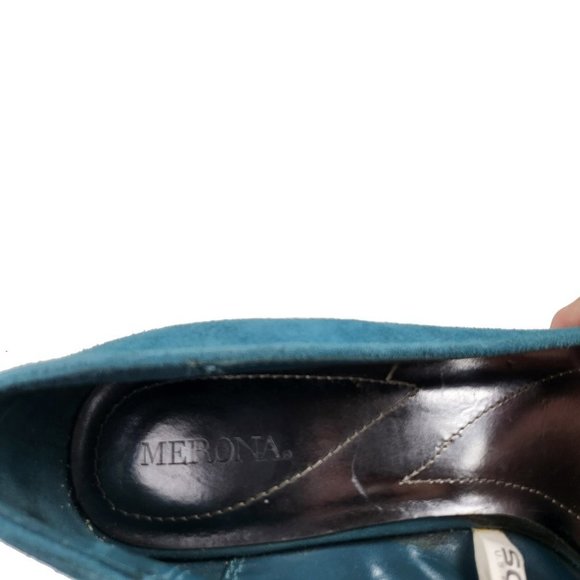 Merona Faux Suede Wedges Teal 9.5 - Picture 6 of 8